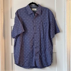 Southern Pines Chambray Pattern Button Up Short Sleeve Size XL